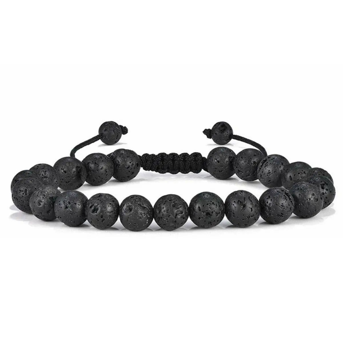 3-fach gewickeltes 8mm Natur Tigerauge Lava-Stein Schutz-Armband HANDGEMACHT Herren Geschenk