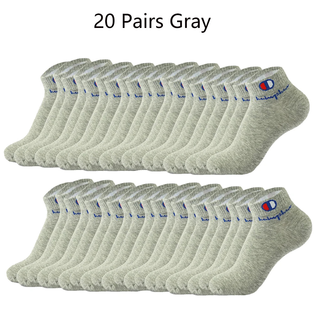 5/10/20 Paar Herren Knöchelsocken Baumwolle Klassische Markenmode Schwarz-Weiße Socken Atmungsaktive Mesh Sportsocken für den Sommer
