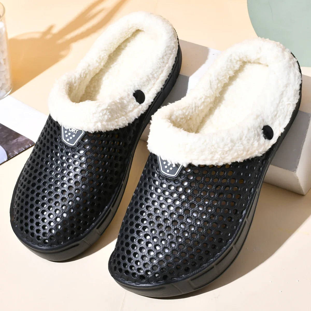 Paar Winter Warme Samt Clogs Pantoletten – Herren & Damen