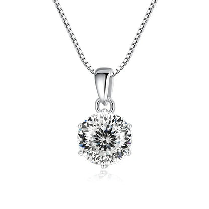 JoyceJelly 1 CT Real Moissanite Pendant Necklace For Women Royal Blue Color Moissanite 925 Sterling Silver Wedding Fine Jewelry