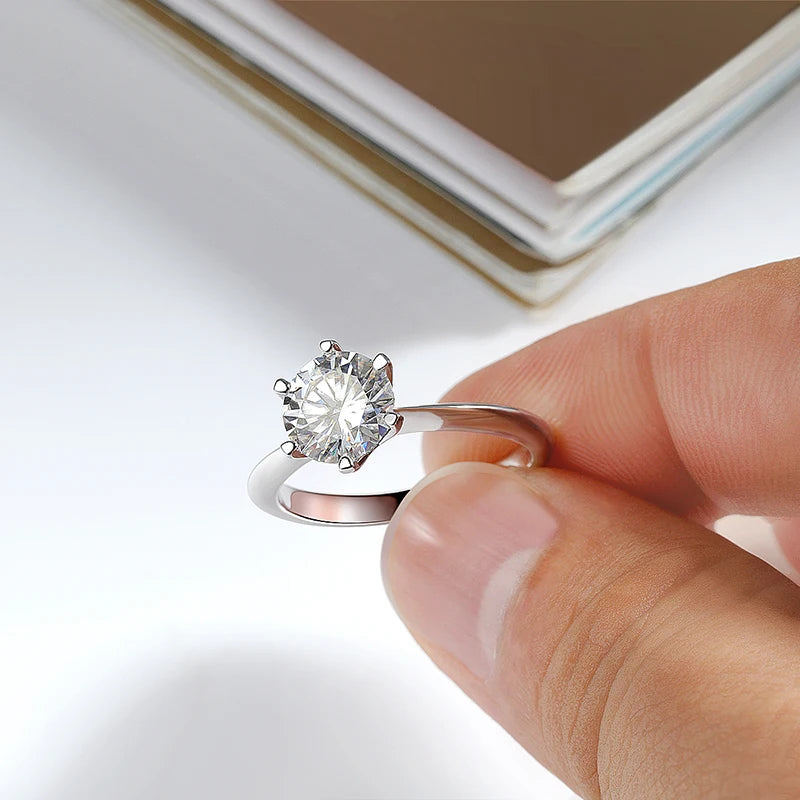 Smyoue Certified 1-5CT Moissanite Ring VVS1 Lab Diamond Solitaire Ring for Women Engagement Promise Wedding Band Jewelry Fine