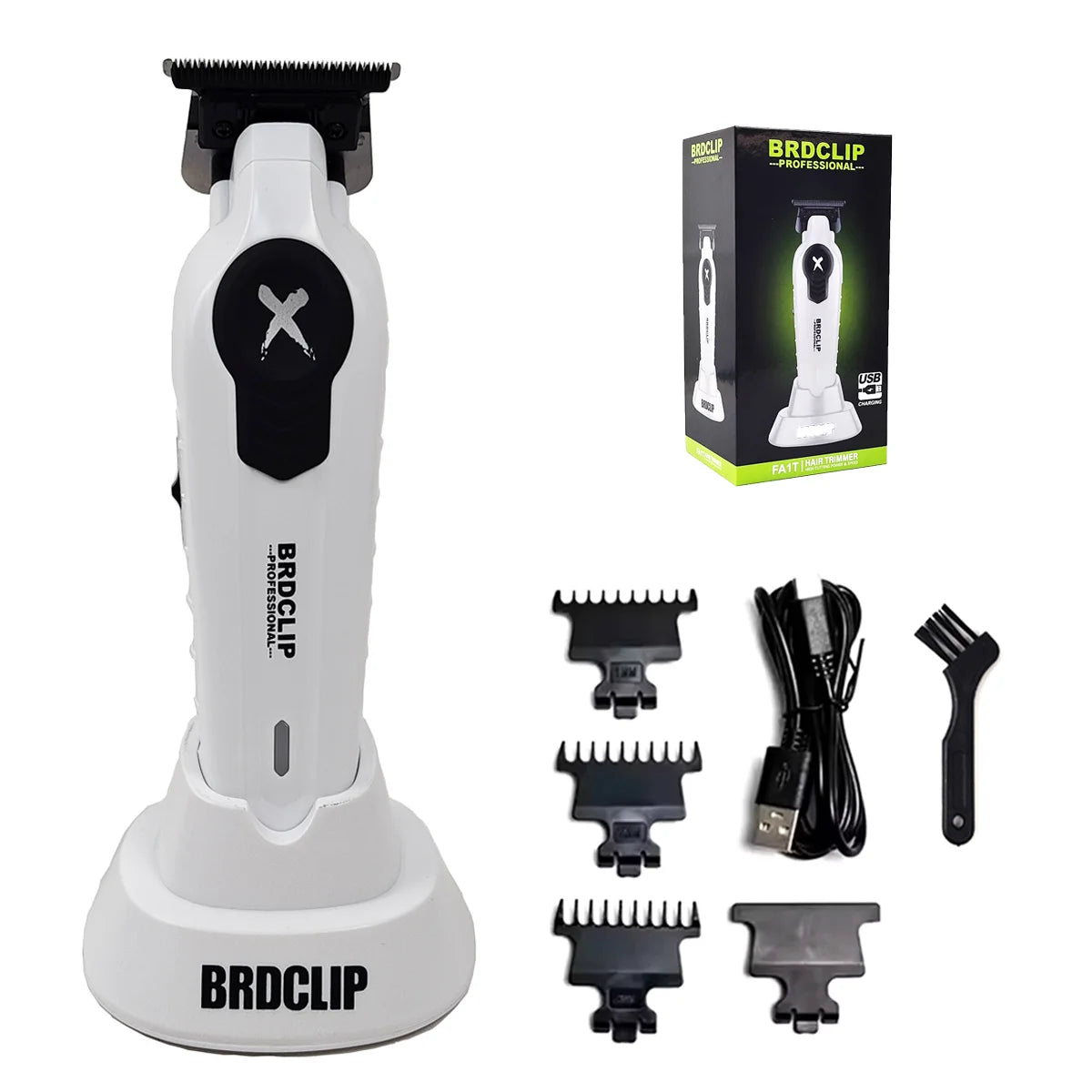 BRDCLIP X Serie Weiß FA1T 7700RPM Professioneller Elektrischer Haartrimmer Haarschneider Für Herren Carving DLC Klinge Friseurwerkzeug