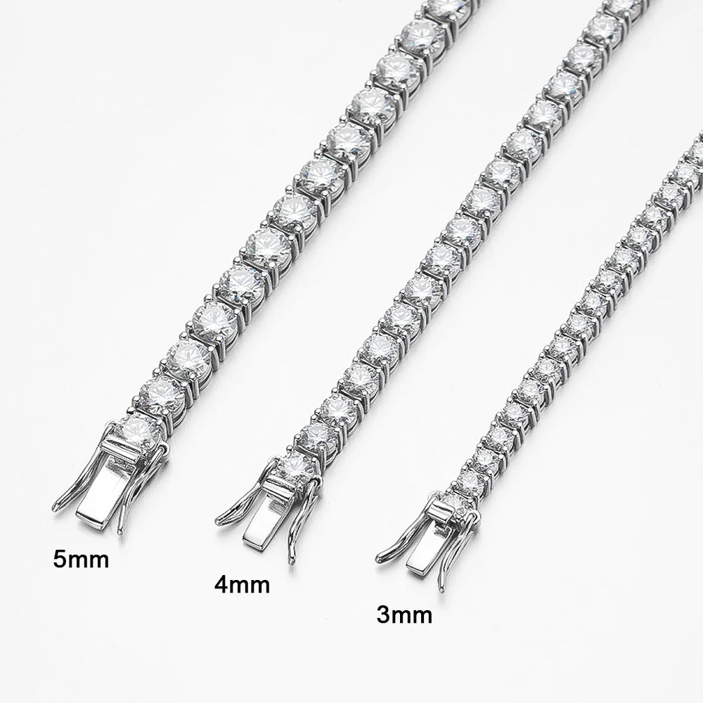 Serenity 3mm 4mm 5mm Moissanite Tennis Bracelet For Women Man Gift S925 Sterling Silver Plated 18K Moissanite Hand Chain Jewelry