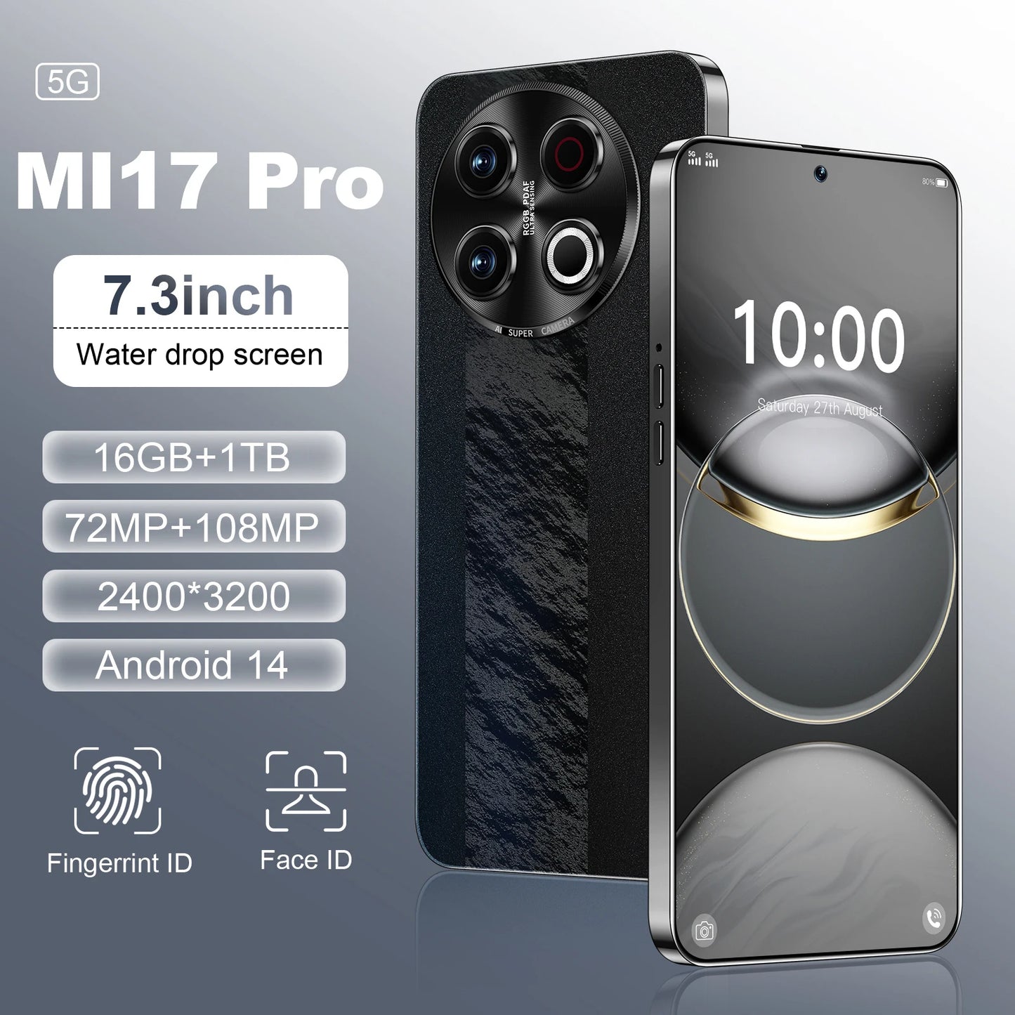 New MI 17 Pro HOT 2026 Hot High Quality 7.3inch Global Edition Smart Dual Card 7800mAh Battery Facial Recognition Function