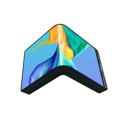 Foldable smartphone with colorful display on a white background