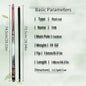 Pool cue with dimensions and specifications on a light green background
