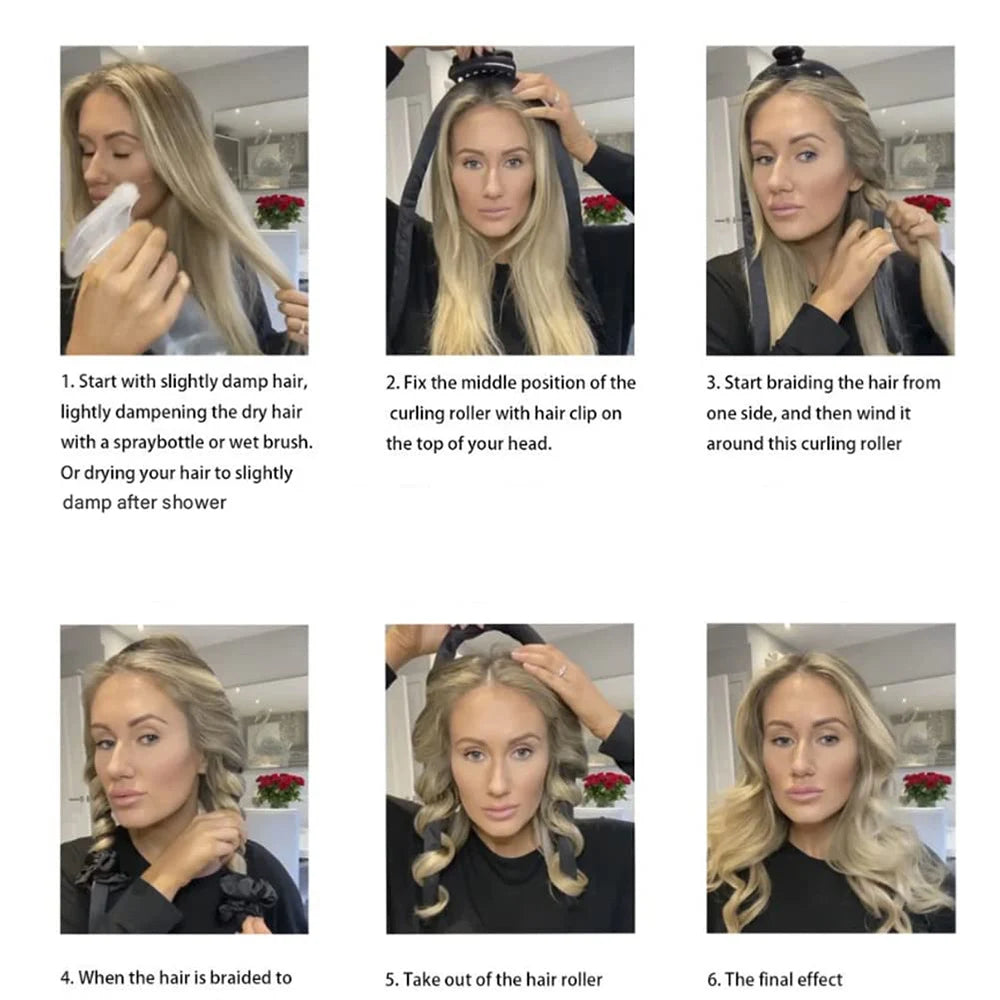 Hitzefreies Lockenstab-Stirnband Ohne Hitze Seidenlockenband Haarwickler Schlafendes Weiches Stirnband Faule Lockenwickler Haarstyling-Tools