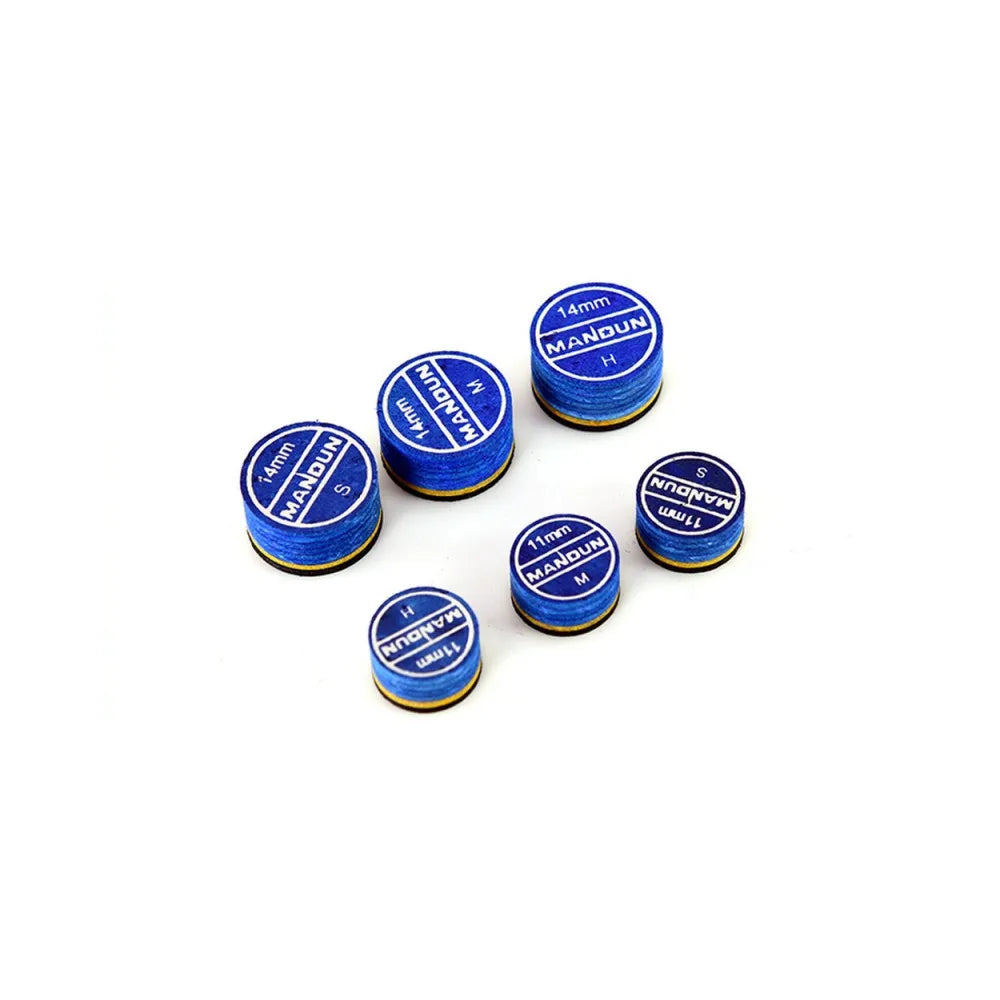 ManDun Professional Mehrschichtiger Leder Billard Queue Tip Meeresblau 11mm 14mm
