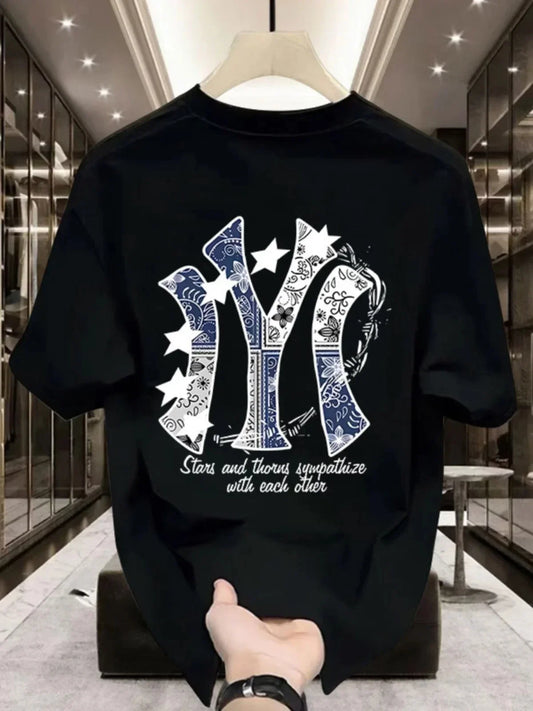 Summer high quality male street Hara Sukawa word fashion printed T-shirt 100% cotton leisure outdoor loose round neck T-shirt - Teglex -