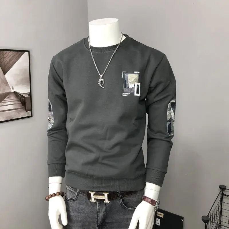 Langarm-Kapuzenpullover Herren Strick Rundhals Cool und Vielseitig Personalisiertes Oberteil