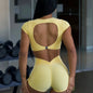 2PCS Pad Yoga Set Sports Suit Gym Leggings Women Clothes Fitness Tracksuit Workout Short Sleeve Female Athletic Sportswear XP04
