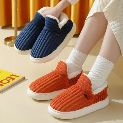 Soft Sole Fur Slippers Women Winter Warm Fuzzy Plush Shoes