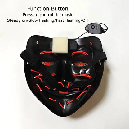 Drahtlose Neon-LED-Reinigungsmaske, im Dunkeln leuchtende Cosplay-Horrormaske, Halloween-Maskerade-Partymasken, leuchtende, lustige Verkleidung