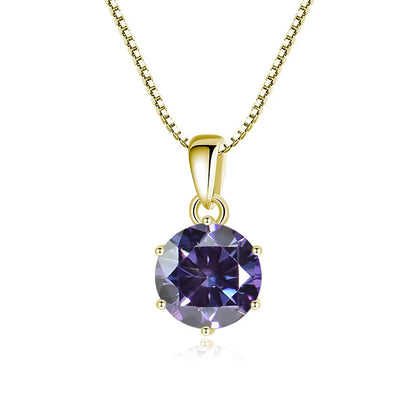 JoyceJelly 1 CT Real Moissanite Pendant Necklace For Women Royal Blue Color Moissanite 925 Sterling Silver Wedding Fine Jewelry