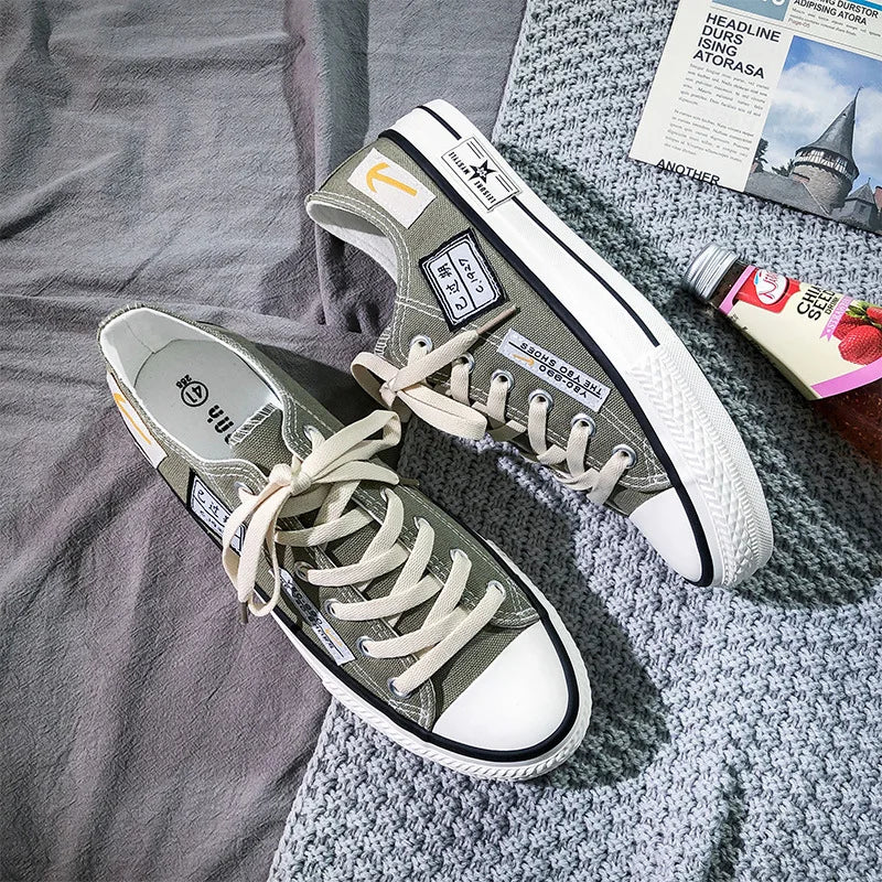 Men's Flat Canvas Shoes Casual Style Breathable Flex Sneakers