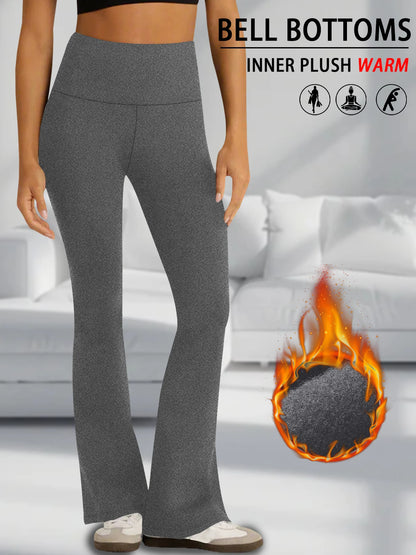 Women's Super Soft High Waisted Fleece Flare Leggings Tummy Control Soft Bootleg Bootcut Pants