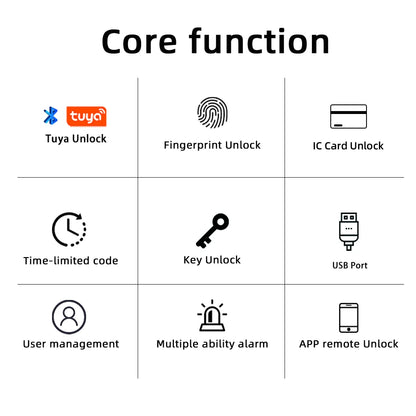 RAYKUBE M5 Tuya BLE Smart Fingerprint Türschloss Digitales elektronisches Schloss mit Passwort/Schlüssel/IC-Karte/Smartlife/Tuya APP Entsperrung
