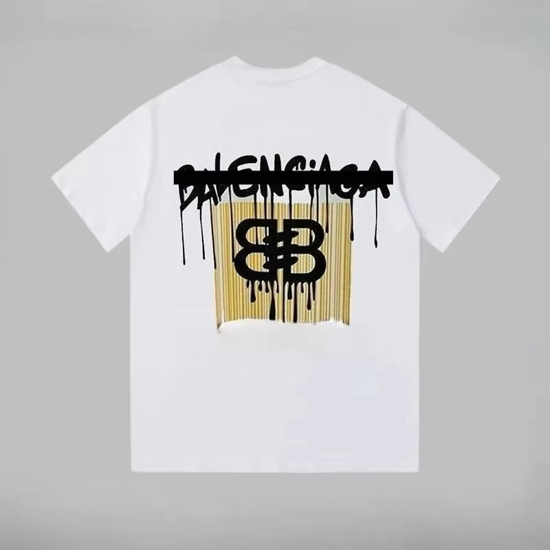 2025 Sommer Neue Luxusmarke Top T-Shirt Y2K Top Einfacher Stil Reiner Baumwolldruck Lässiges Business Top T-Shirt für Männer und Frauen