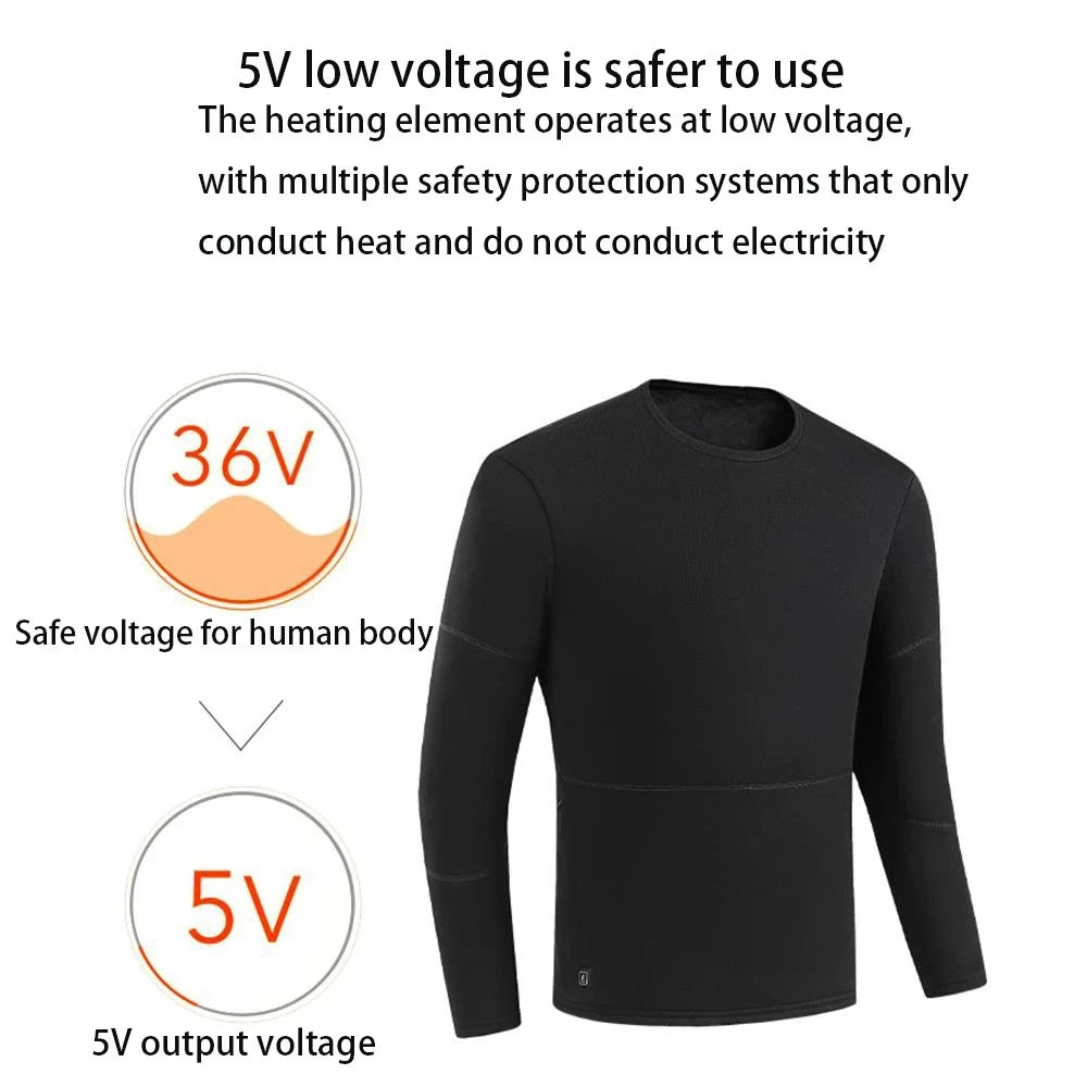 52 Areas Heated Underwear Skiing Electric Heated Skiing Underwear Winter Snowboarding Thermal Underwear Women Men Heating Jacket