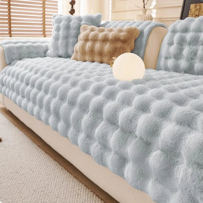 Thicken Imitation Rabbit Fur Plush Sofa Slipcover Non-slip Soft Sofa Towel Couch Cushion For Living Room Modern Home Decor