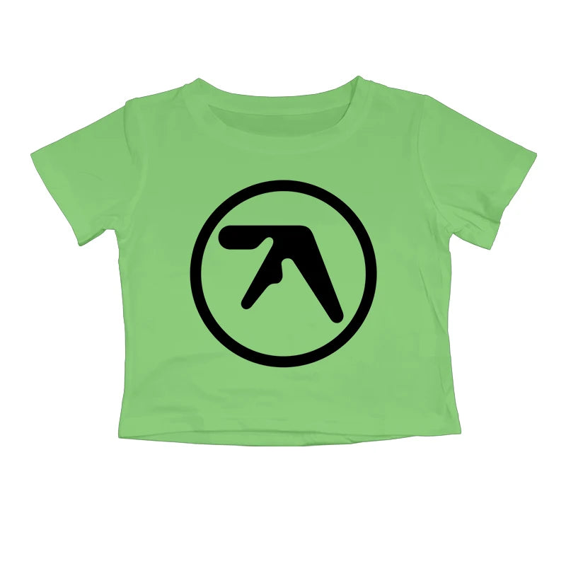 Punk Aphex Twin Print Oversize Hip Hop Women Crop Top Tee