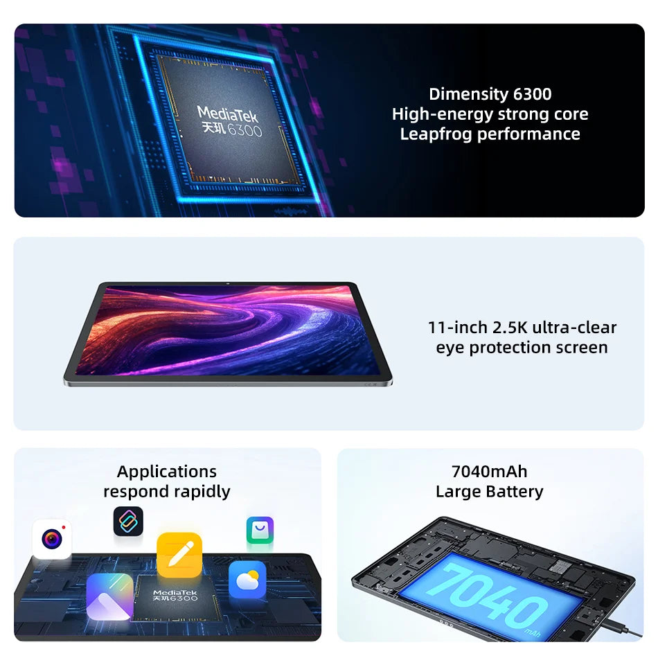 Global ROM Lenovo Xiaoxin Pad 2025 11'' MediaTek Dimensity 6300 128GB 256GB 2.5K Display Dolby Atmos 7040mAh Battery Android Tab