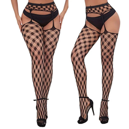 Plus Size Fishnet Garter Belt Bodysuit Tights XXL