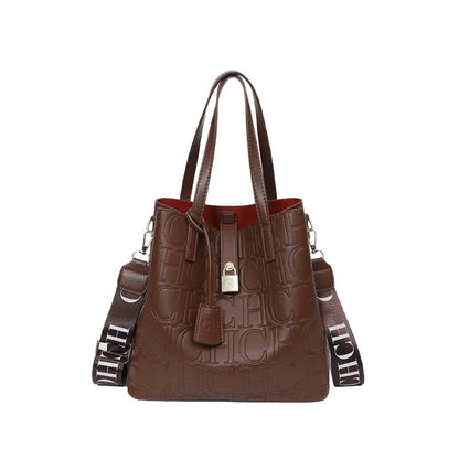 2025 New Large-capacity Bucket Bag, Winter Fashion Letter Printing Temperament Versatile Messenger Bag