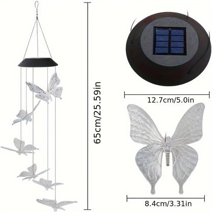 1PC Led Color Changing Butterfly Dragonfly Hummingbird Solar Wind Chimes Outdoor Waterproof Birthday Gifts