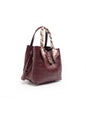 CH New Tote Bag Embossed Logo Silk Scarf Decor Lock Buckle Burgundy Fashion Women Casual Daily Handbag