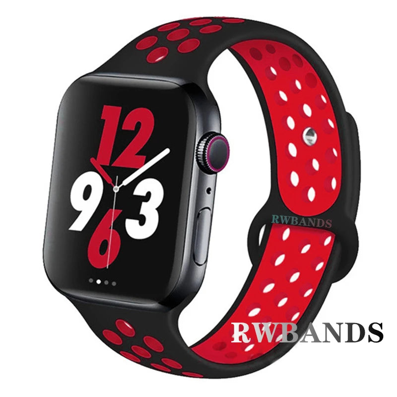 Sport Strap for Apple Watch Band 46mm 44mm 40mm 42-38-41mm 45mm Breathable Bracelet iWatch Series 10 9 8 7 6 SE 5 3 Ultra 2 49mm