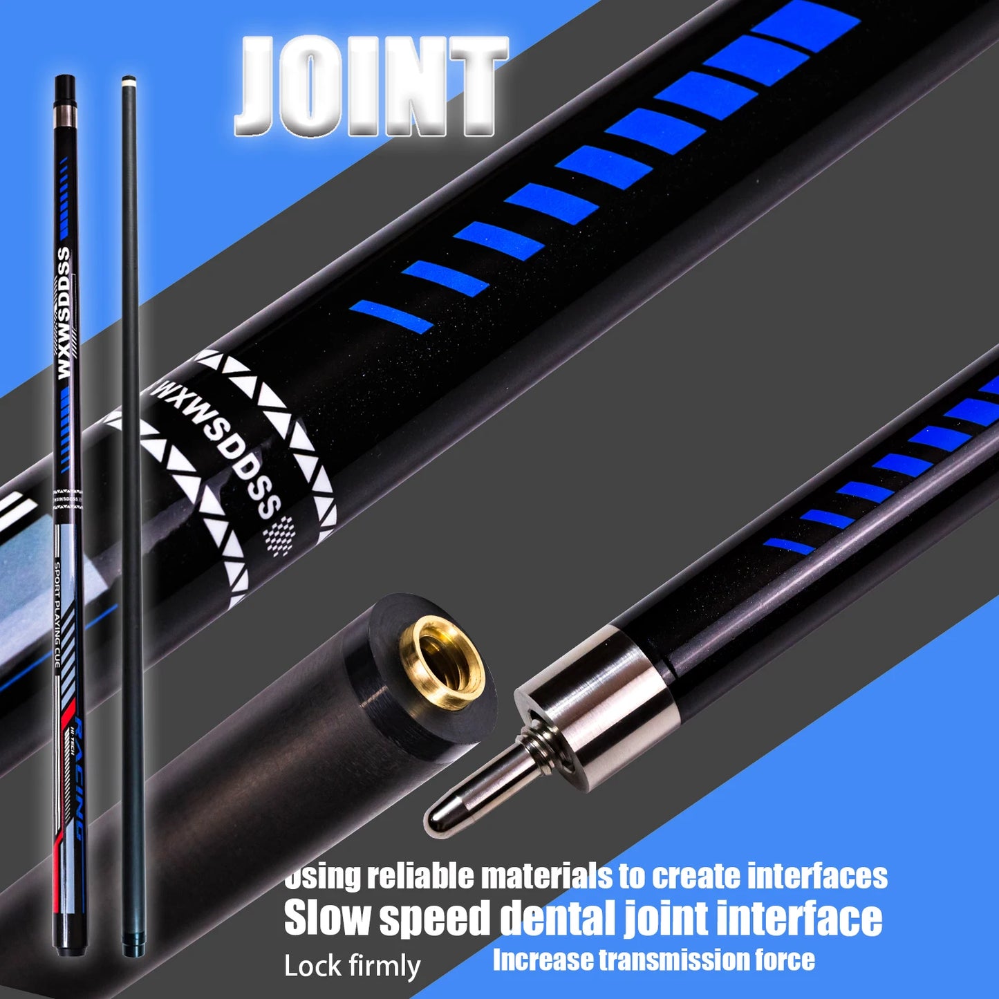 WXWSDDSS 12.5mm Carbon Pool Cue - Low Deflection Shaft • Multi-Layer Tip • Quick-Release Stainless Joint • 58" Pro Cue