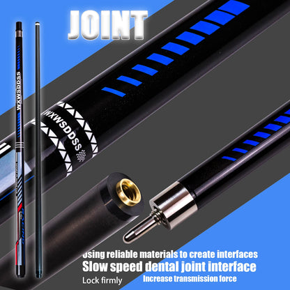WXWSDDSS 12.5mm Carbon Pool Cue - Low Deflection Shaft • Multi-Layer Tip • Quick-Release Stainless Joint • 58" Pro Cue