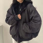 Winter Warm Clothing Men Women Retro Simple Plush Coat Sportswear New Loose Hooded Cotton Jacket Punk Fur Collar Jacket Couple