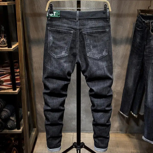 Men's Designer Slim Fit Embroidered Denim Jeans