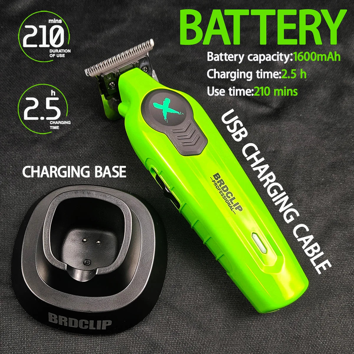 BRDCLIP FA1T Green Hair Trimmer | Barber Clipper