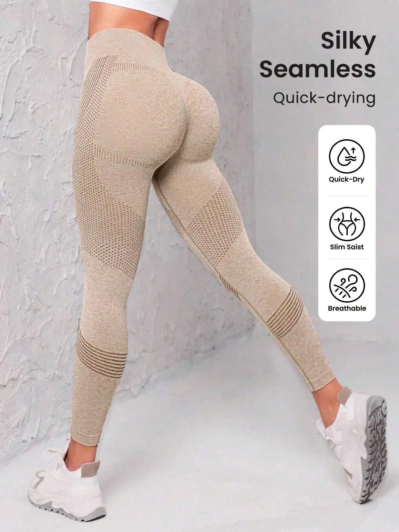Nahtlose Sportleggings mit breitem Bund