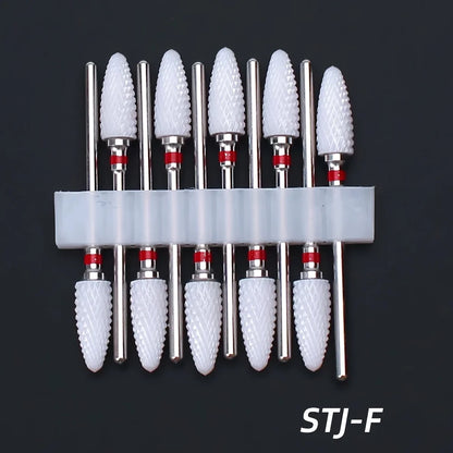 10pcs Ceramic Nail Drill Bits Set, Electric Manicure & Pedicure Milling Cutter, For Nail Polishing Machine