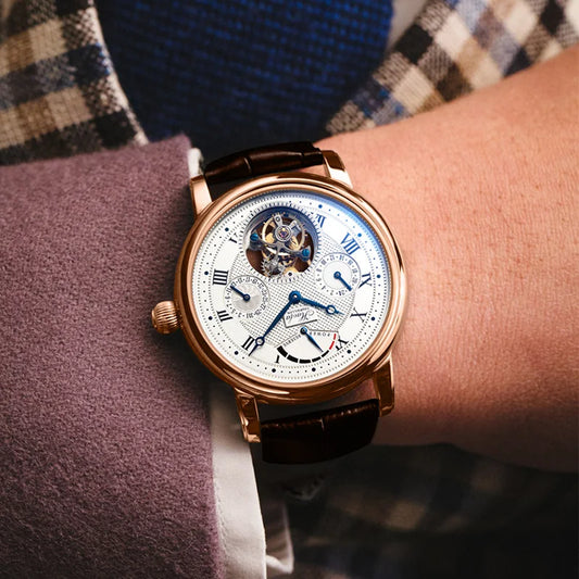 18K Solid Gold Tourbillon Watch | Multi-Function Sapphire