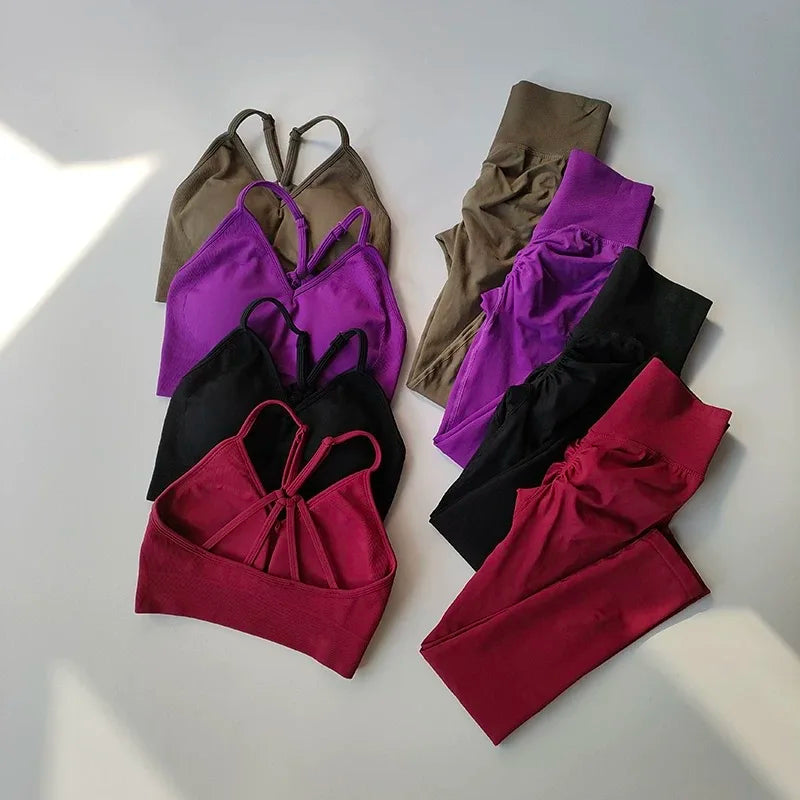 Pfirsichfarbener, hochtaillierter, hüftstraffender Sportanzug für Damen, stoßfeste Yoga-Fitnesskleidung zum Laufen und Stylen