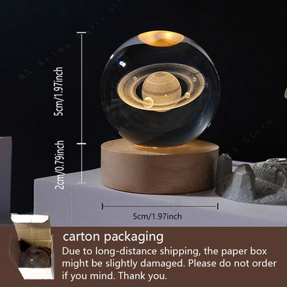 3D Crystal Ball Galaxy Night Light LED Lamp 5cm