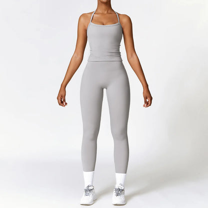 2PCS Yoga Set Women Gym Clothing Fitness Workout Set Sportswear Female Long Sleeve Crop Top High Waist Leggings Sports Suits