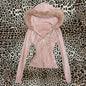 Damen Gothic Ästhetik Herbst Winter Pelzkragen Hoodie Lässiger schmaler schicker Cardigan Sweatshirt 2000er Kleidung