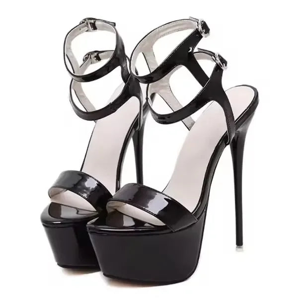 Aneikeh große Schuhgrößen 41 42 43 44 45 46 High Heels Sandalen Sommer Sexy offene Spitze Partykleid 16CM Plateau Gladiatoren Damen Pumps