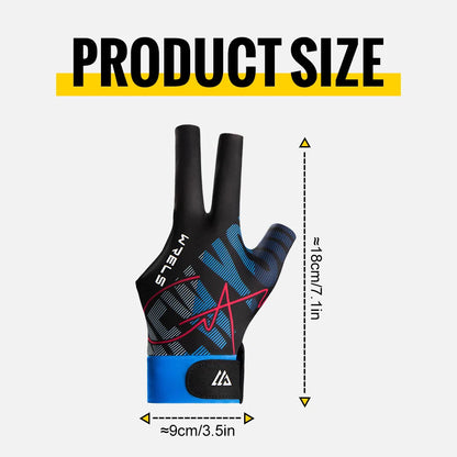 WRELS 3-Finger Snooker Billiard Glove - Non-Slip Left Hand