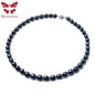 YWYC 8-9mm 11-12mm Black Rice Shape Natural Freshwater Pearl Necklaces for Women 925 Sterling Silver Flower Buckle Jewelry Gift