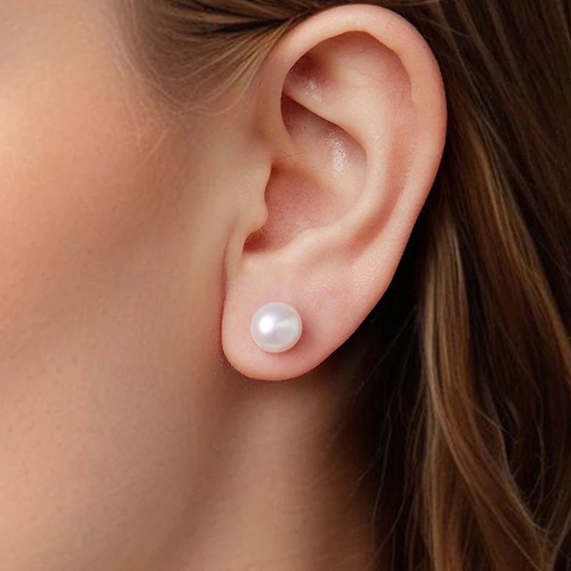 BAMOER 925 Sterling Silver AAA+ Quality Handpicked Freshwater Cultured Pearl Stud Earrings for Women Hypoallergenic Jewelry Gift