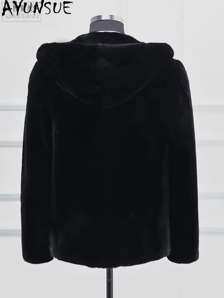 Men's Natural Mink Real Fur Coat – Luxury Winter Hoodie