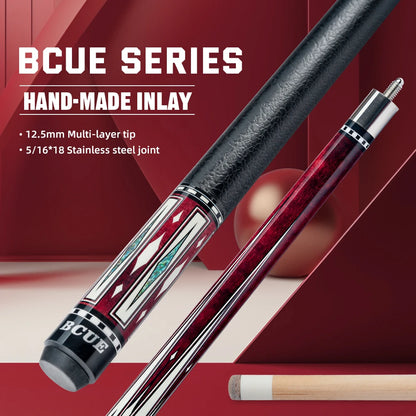 BCUE Professional Billardqueue mit 1/2 Ahorn, 12,5mm Spitze, Ahornschaft für neuesten 58 Zoll Poolqueue
