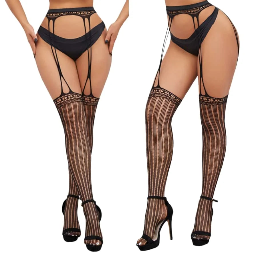 Plus Size Fishnet Garter Belt Bodysuit Tights XXL